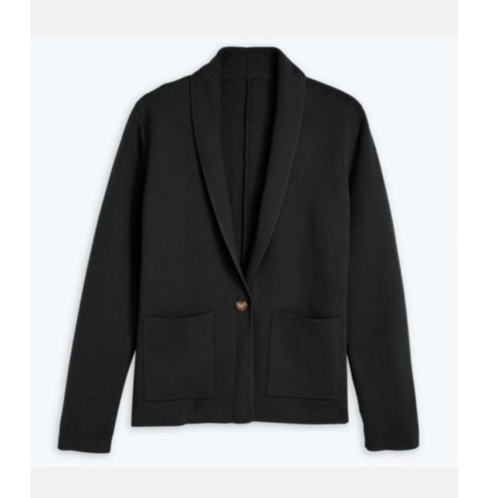 Summersalt Black Shawl Collar Cardigan Sweater Blazer Organic Cotton Blend Sm
